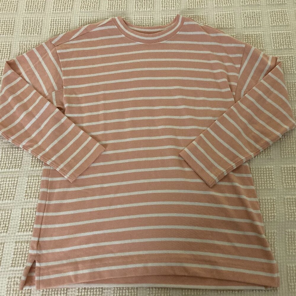 AYR heavy weight striped pink blush long sleeved shirt